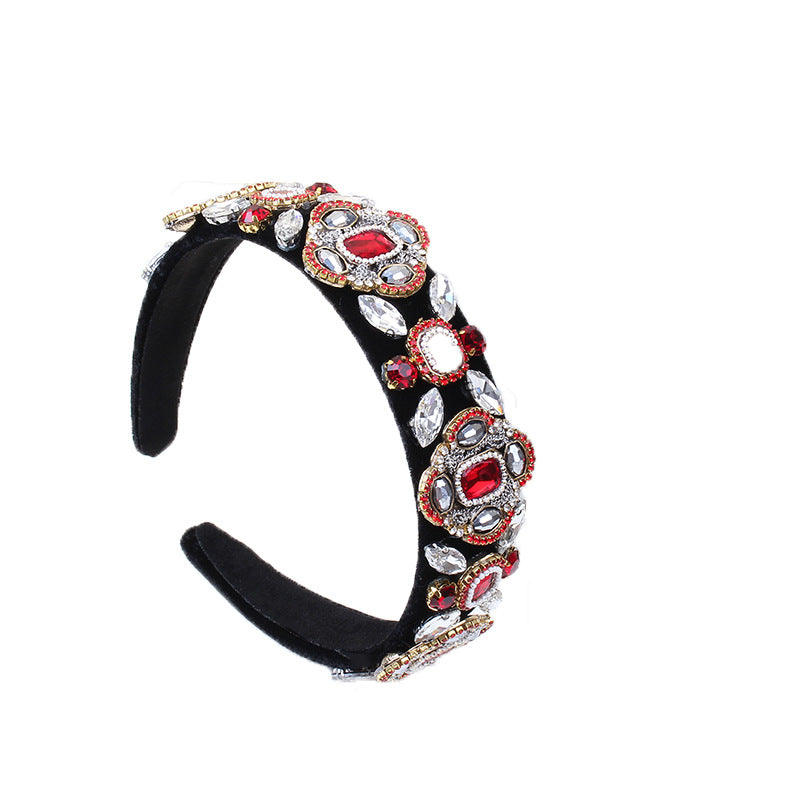 Wholesale Wide Edged Colorful Rhinestone Flower Headband